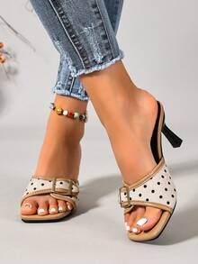 Beige Summer New Mesh Breathable Open Toe High Heel Sandals, Versatile Minimalist Stiletto Heel Sandals For Women - Beige - View 5