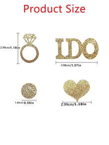 100/200件/組 金色亮粉婚禮紙屑，印有「I Do」文字、鑽戒圖案與心形圓片，適用於婚禮派對、求婚、新娘婚前派對、週年慶祝、桌面裝飾與拍照道具 - 金色 - 查看 2