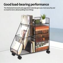 Sleek Compact Iron Storage Cart - Rolling Under-Desk Bookshelf With Easy Assembly And Painted Finish For Home & Office - White - View 3