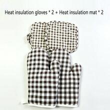 Kitchen Daily Baking Heat-Resistant Gloves And Pot Holders, Green Plaid/Coffee Plaid Double-Sided Quilted Washable Heat-Resistant Gloves, Daily Cooking Heat-Resistant Gloves And Pot Holders Set, Christmas Gift Decorative Cooking Set, 2pcs/4pcs - View 6