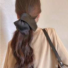 1件裝女款緞面方形彈性髮箍，咖啡色與卡其色，馬尾編織髮箍，女用髮飾，海灘髮飾 - 均碼 - 查看 3