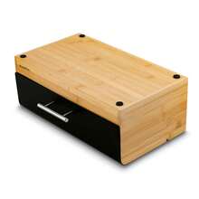 LARGE BAMBOO BREAD BOX WOODEN BAKERY ROLL STORAGE Container Length: 36 Cm Width: 20 Cm Height: 13.5 Cm - View 2