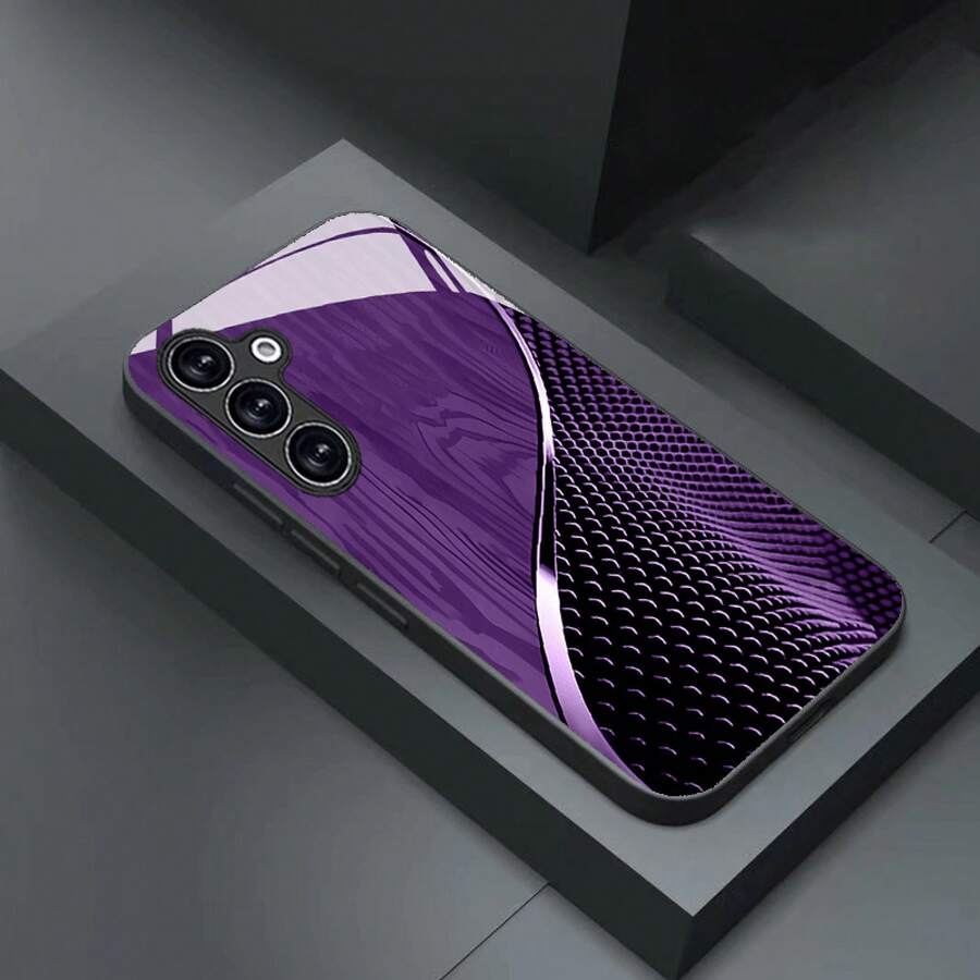 Funda para teléfono - Funda de vidrio templado negro en morado dorado para varios modelos de  Galaxy, incluyendo S24, S23, S22, S21, S20 y la serie A. - Negro - Ver 1