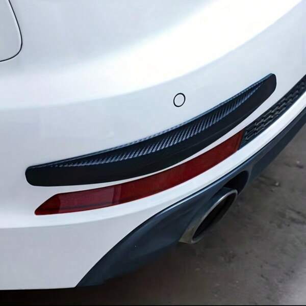 2pcs Car Bumper Guard Covers - Carbon Fiber Design Anti-Scratch Corner Protectors, Durable Plastic And Rubber Front And Rear Bumper Corner Guards, Easy Installation Car Accessories, Vehicle Scratch Protection Covers | Carbon Fiber Appearance | Rubber Protection