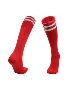1 paire de chaussettes de football pour enfants, chaussettes de sport respirantes et absorbantes jusqu'au genou, convenant aux enfants de 6 à 12 ans pour le football, la course, le cyclisme, la randonnée et les sports de plein air - Multicolore - Voir 9