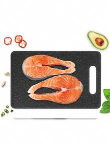 1pc Faux Marble Plastic Cutting Board, Double-Sided Kitchen Chopping Board For Fruit, Vegetable And Baby Food - Black - View 6