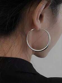 1 Pair Fashion Minimalist S925 Sterling Silver Twisted Geometric Earrings, Luxury Sexy Style, Suitable For Women's Daily Wear - Silver Plain Ring - View 3