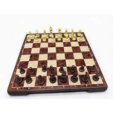 2-In-1 Wooden Magnetic Chess & Checkers Set - Foldable Chess Board Game For Party & Entertainment - Multicolor - View 5