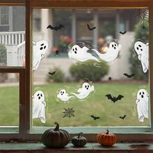 1 Set Of Halloween Window Stickers, Featuring A Ghostly Black Cat Design. Made Of Vinyl With Electrostatic Properties, Suitable For Living Room And Office Windows, Holiday Party Decorations. Reusable. - Multicolor - View 5