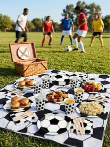 80 pièces Ensemble de vaisselle jetable pour fête de football avec assiettes, serviettes, gobelets en papier, décorations de fête pour fête d'anniversaire, fêtes de tailgate, barbecue, pique-nique, camping, rassemblement et événements, fournitures parfaites pour fête à thème sportif, décorations d'anniversaire - A - Voir 7