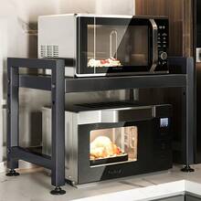 3/2-Story Kitchen Storage Rack With 6 Hooks, Expandable Microwave Rack, Microwave Storage Rack, High Load-Bearing Design, Rust Resistant And Durable, Suitable For Kitchen/Office/Storage Room, Expansion Range 40-64cm (Black), Standing Shelf - 黑色 - 查看 12