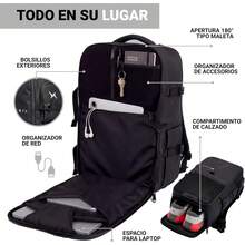 PICSIL Horizon - Mochila de Cabina Expandible 26L-33L, Backpack Impermeable con Compartimento Laptop 15.6" y Tenis, Modular para Viaje, Trabajo y Gimnasio - Marina de - Ver 3
