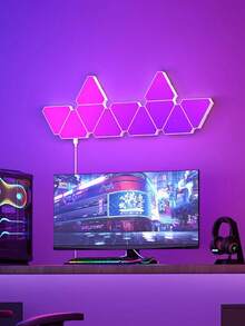 12/10/6/3 قطع أضواء LED مثلثية ذكية RGB، يمكن توصيلها لإنشاء أشكال DIY الخاصة بك، تتزامن مع الموسيقى، ديكور منزلي مثالي، حفلة & هدية لغرفة النوم، غرفة المعيشة، غرفة الألعاب! - أبيض - مشاهدة 4