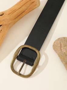 1pc Vintage Bronze, Fashionable, Versatile, Minimalist And Casual PU Women's Belt - Black - View 2
