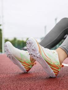 High Elasticity Cushioned Professional Track And Field Athletic Shoes, Wear-Resistant, Snug Fit, For Sprinting, Hurdling, Daily Training - 2688 White Orange - View 8