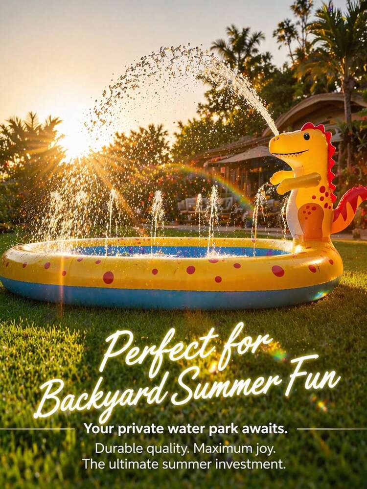 1/2/50/51/52 Pcs 3-In-1 Thickened PVC Inflatable Sprinkler Pool, With Upright Sprinkler, Outdoor Water Toy, Suitable For Summer Backyard Play Mat, Water Spray Pool - Wading Pool - View 6