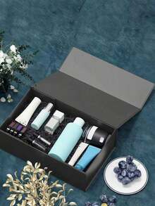 3pcs Elegant Luxury Gift Box Set With Magnetic Closure, Ribbon Decoration, Minimalist Fashion High-End Aesthetic Design, Suitable For Groomsman Proposal Box, Wedding, Christmas, Halloween, Birthday Gift, Pink - Black - View 3