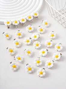 10/20/30pcs/Set Jepit Rambut Daisy Putih untuk Anak Perempuan, Jepit Rambut Poni, Aksesori Rambut Bunga Manis untuk Anak Perempuan - MultiWarna - View 12