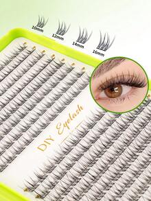384pcs Cluster Eyelash Set - Natural Lightweight Style (Includes Adhesive, Fixing Liquid And Tweezers, CC Curl, DIY Extension Effect, 8-16mm, Set) - 彩色 - 查看 5