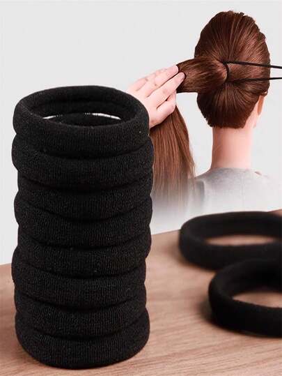 200/100/50/20pcs Black Seamless Nylon Hair Ties, High Elasticity Non-Damaging Thick Soft Ponytail Hair Bands, Suitable For Women, Teens And Adults, Strong Elastic Hair Ties For Thick, Curly Or Straight Hair, Anti-Slip Hair Accessories For Fitness, Sports, Yoga And Running