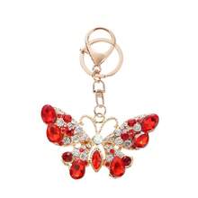 1Pc Gold Trim Multicolor Bling Rhinestone Butterfly Key Pendant Portable Decorative Key Accessory For Daily Matching - Multicolor - View 2