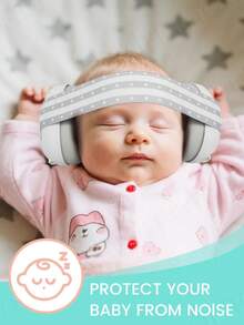 2-In-1 Baby Hearing Protection Earmuffs, Adjustable, Foldable, Noise Reducing, Ultralight, Anti-Noise For Infants - Black - View 7