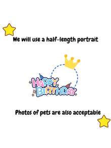 1pc Personalized Acrylic Cake Topper With Customized Face Photo, Glitter Cake Decoration For Wedding Birthday Graduation Party, Custom Cupcake Topper - Face Photo / Crown Happy Birthday Insert - View 5