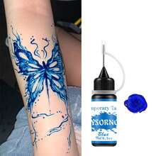 9 Colors Temporary Juice Tattoo Ink, Waterproof Semi-Permanent Henna Tattoo Paste, Long-Lasting Hand-Painted Body Art Pigment, DIY Realistic Tattoo Sticker - Multicolor - View 14