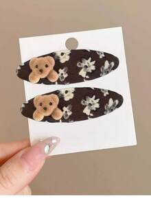 2pcs Animal Casual Polyester Hair Clips, All Seasons - Multicolor - View 3