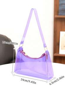 PVC Transparent Women's Shoulder Bag, Portable Minimalist Versatile Underarm Bag, Fashion Women's Handbag - Purple - View 3