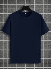 NEOREFINED Men's Casual Solid Color Round Neck Short Sleeve T-Shirt For Summer - ارجواني فاتح - مشاهدة 1
