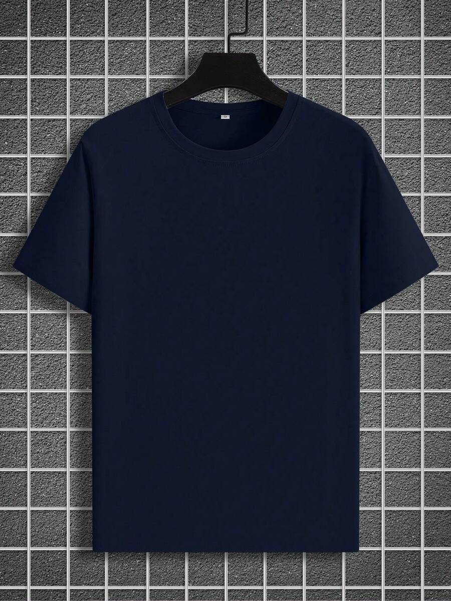 NEOREFINED Men's Casual Solid Color Round Neck Short Sleeve T-Shirt For Summer - ارجواني فاتح - مشاهدة 1
