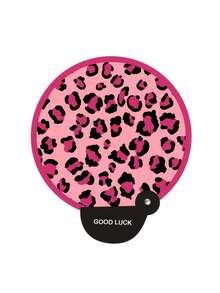 1pc Pink Leopard Print Folding Fan, Portable Handheld Fan, Suitable For Outdoor - Multicolor - View 4