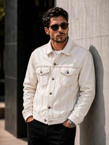 Men's Twill Jacket - 米白色 - 查看 1