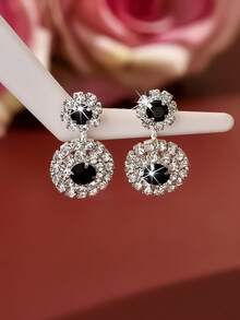 1 Pair Exquisite Women's Stud Earrings With Sparkling Rhinestone Details, Versatile For Party And Date Outfits - Multicolor - View 8