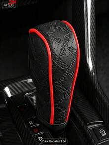 Universal PU Leather Anti-Slip Car Gear Shift Lever Cover, Black Car Accessory, Anti-Slip Decorative Driving Control Sleeve - A - View 5