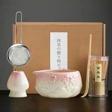 5pcs/1pc Embossed Flower Gradient Pink/Gradient Green Matcha Tea Set, Matcha Tea Set, Complete Matcha Tool Set, Full Matcha Tools, Matcha Whisk Set, Matcha Tools, Matcha, Matcha Plate, Matcha Tools, Cup, Matcha Related Products, Including Matcha Bowl, Matcha Whisk, Matcha Cup, Matcha Whisk, Matcha Spoon, Tea Bowl Set - Multicolor - View 11