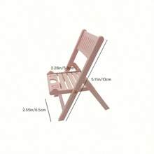 1pc Cute Macaron Phone Stand, Desktop Decoration, Fun INS Chair Style, Foldable Portable Phone Holder Gift - A - View 3