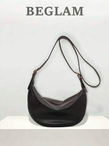 Fashion Solid Color Minimalist Large Capacity Zipper Shoulder Bag, Suitable For Women Shopping, Dating, Commuting And Daily Use - Black - View 7