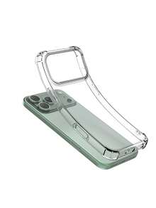 1pc Ultra Clear Crystal Soft Phone Case, Thin Flexible Shockproof Anti-Yellowing Transparent Protective Cover Compatible With Apple 18/18 Pro/18 Pro Max/17 Pro Max/17/16/15/14/13/12/11 Pro Plus Series - Clear - View 4