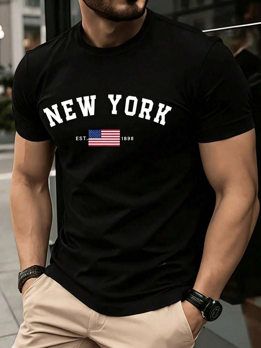 Men's Vintage Graphic T-Shirt, Hurley Navy Blue T-Shirt With White Logo, Soft Cotton, Loose Fit, Casual Summer Beach And Street Wear, Fade Resistant - 粉色 - 查看 1