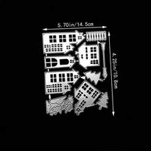 房屋形狀卡片製作沖孔模具，建築風格碳鋼切割模具，金屬沖壓模具，剪貼簿模具，DIY蝕刻壓花模板，適用手工藝品 - 銀白色 - 查看 9