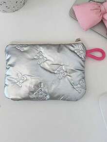 Bolsa de almacenamiento pequeña estilo japonés y coreano con diseño de nicho, color plateado con bloques de color, monedero ligero con colgante mate, bolso de moda personalizado - Plateado - Ver 3