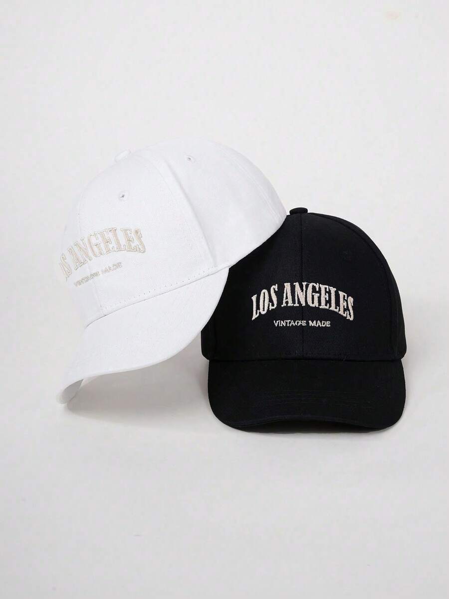 2入組不限男女刺繡字母“LOS ANGELES” Y2K風格防曬透氣棒球帽,適用於春秋戶外休閒穿著 - 彩色 - 查看 1