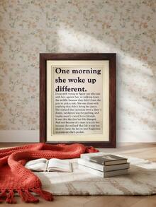 1PC/Vintage Inspirational Wall Art One Morning She Woke Up Different Quote Canvas Women Empowerment Positive Self Love Decor Minimalist Bedroom Office Farmhouse Mental Health Art Gift For Strong Women - A - View 8