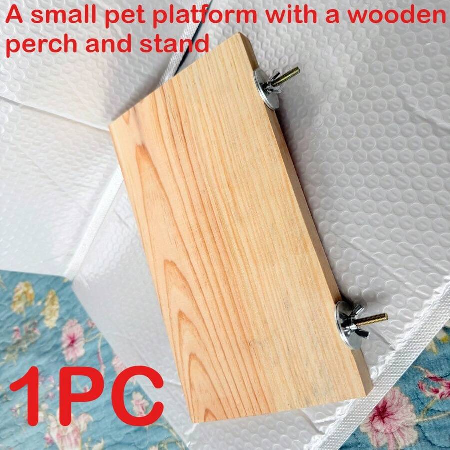 Small Pet Platform With Wooden Perch And Stand - Perch Cage With Stainless Steel Ring - Suitable For Parrots, Small Parrots, Hamsters, Gerbils And Other Small Pets - View 1