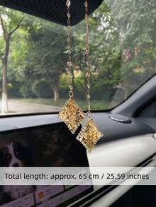2pcs New Fashion Rhinestone Magic Carpet Car Rearview Mirror Hanging Ornament Steering Wheel Decoration Chain Set Women Car Accessories - Multicolor - View 2