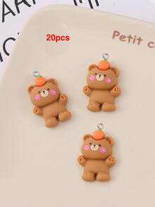 10/20/100pcs Cartoon Resin Bear Pendant Handmade DIY Necklace Earrings Phone Chain Jewelry Making Charm - Brown - View 20
