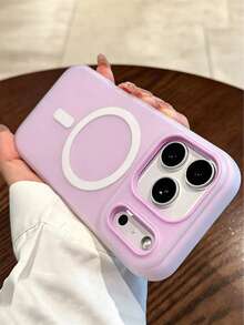 Funda de teléfono - Funda de teléfono magnética 2 en 1 de color caramelo de lujo, compatible con Apple 17 Pro Max, Air 16, 15, 14, 13, 12 Pro Max Plus, cubierta protectora, carcasa suave mate, con carga inalámbrica magnética, cubierta trasera a prueba de golpes, compatible con 17 Pro Max - morado claro - Ver 2