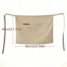 1pc Server Canvas Half Apron, Waterproof & Oil-Resistant, Restaurant Work Uniform, Kitchen Cooking Apron - Multicolor - View 4
